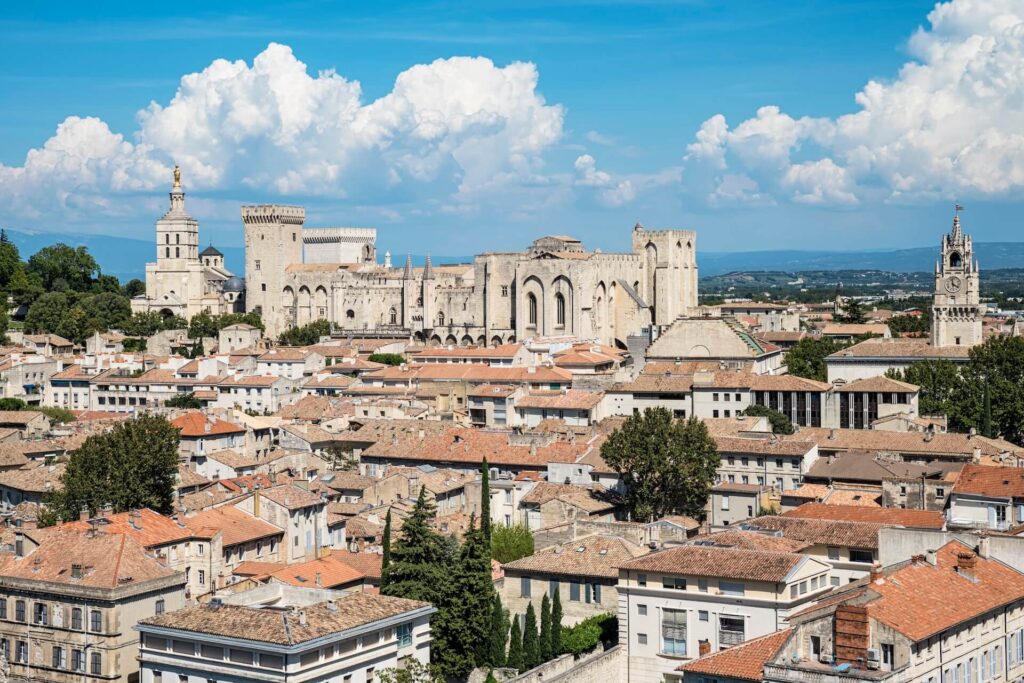Panorama over Avignon met het Palais des Papes